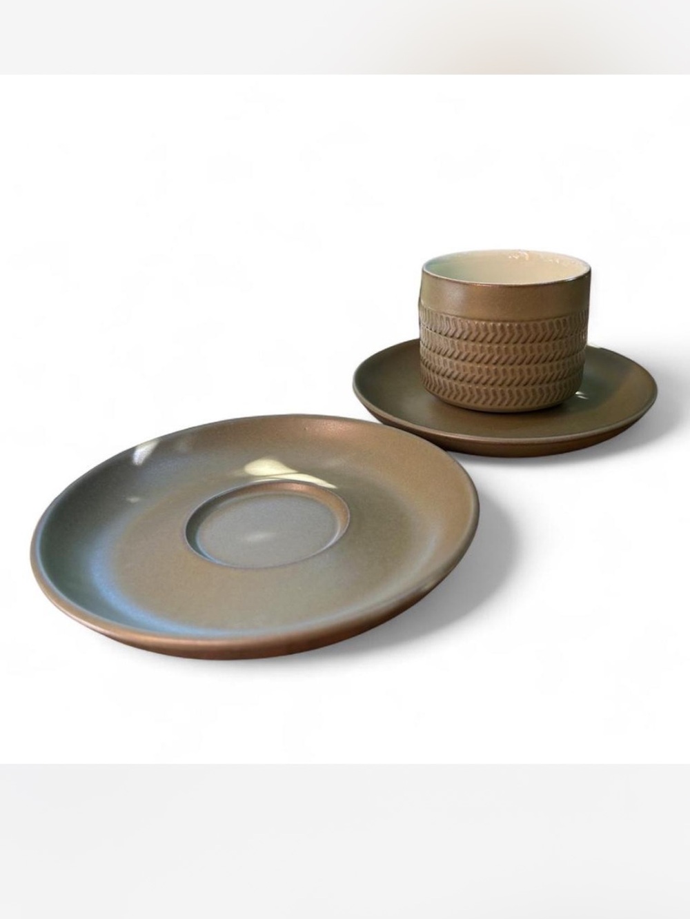 Stoneware Espresso Cup and Saucer Set - Brown